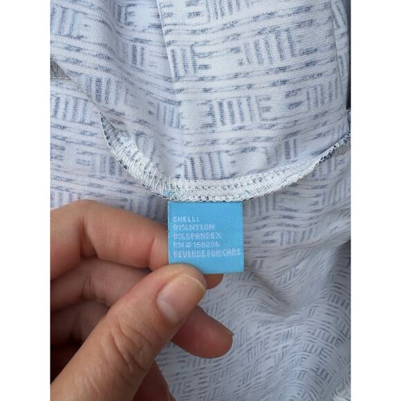 J. McLaughlin Catalina Blue/White Terrace Print Miley Snap Sleeve Dress - M - Picture 9 of 9